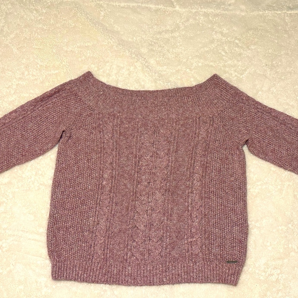 Off-The-Shoulder Cable Knit Sweater